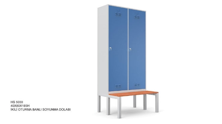 Double Locker With Sitting Bench